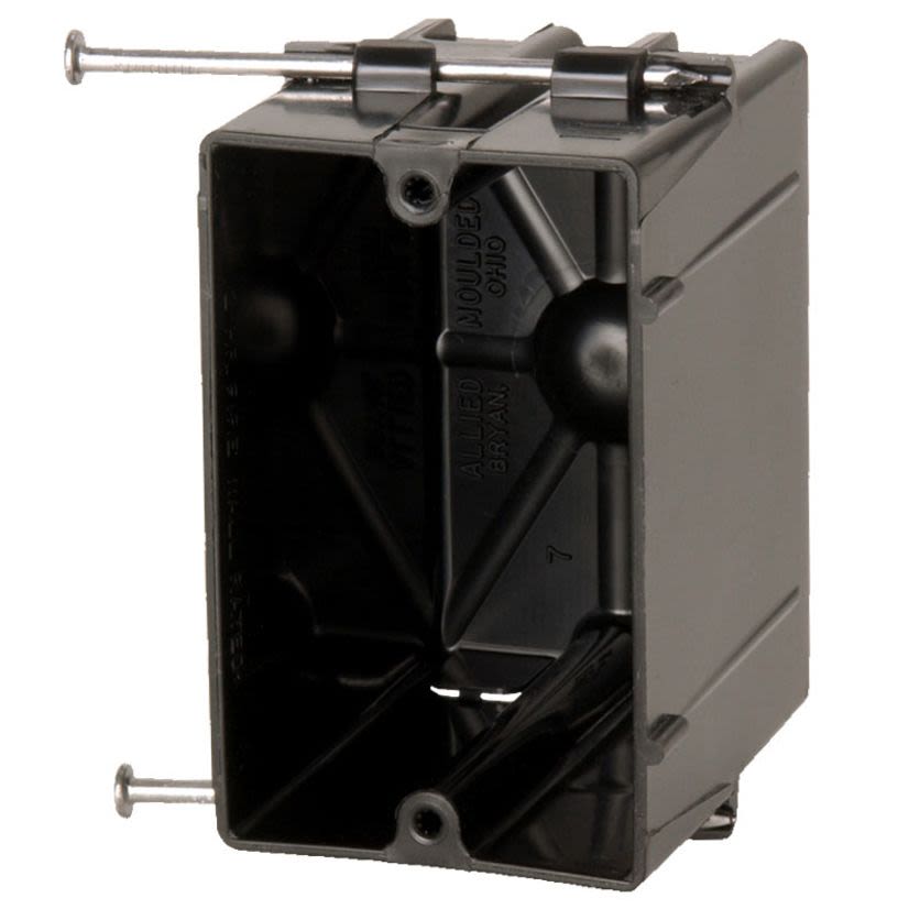 Allied Moulded flexBOX P-201 Non-Conductive Non-Metallic Switch/Receptacle Box With Knockouts, PVC, 20.5 cu-in Capacity, 1 Gangs, 2 Outlets, 4 Knockouts, 3-3/4 in H x 2-5/16 in W x 3-1/16 in D